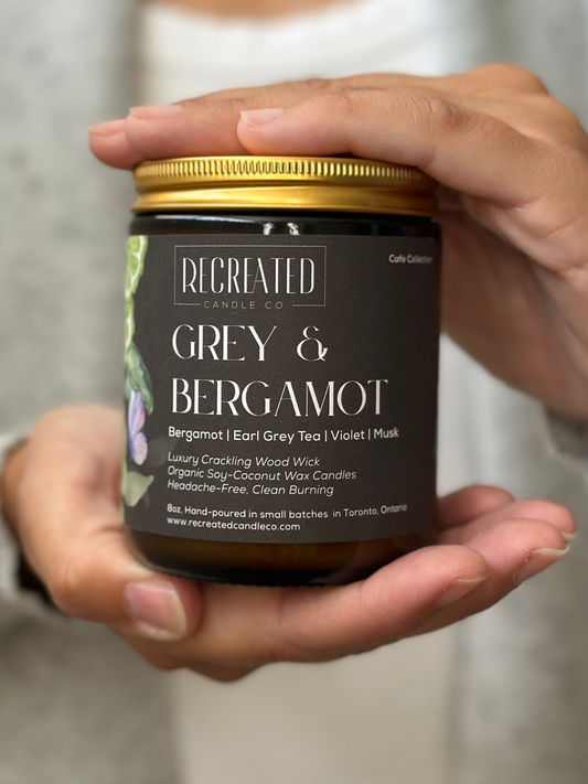 Grey Bergamot Candle 8oz - Relaxing Scented Soy Wax Candle for Serenity