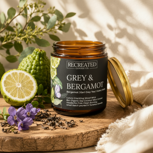 Grey Bergamot Candle 8oz - Relaxing Scented Soy Wax Candle for Serenity
